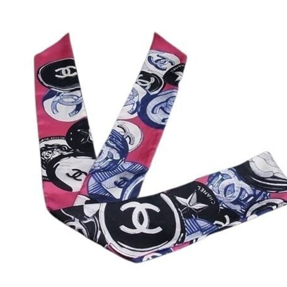 CHANEL Women's Silk Ribbon Scarf in Multicolor with Coco Mark - Picture 3 of 5